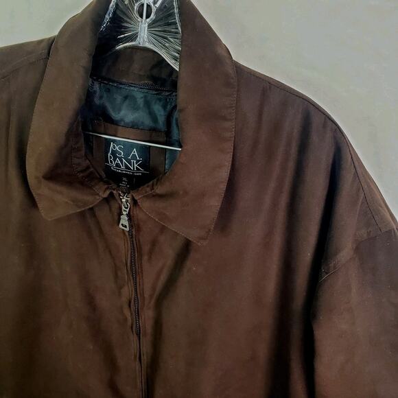 Jos. A. Bank Mens Bomber Jacket Removable Lining Faux Suede Dark Brown Sz XL - Picture 5 of 15
